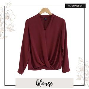 Mossimo Long Sleeve Burgundy Blouse